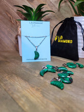 Load image into Gallery viewer, Natural Handmade Crystal Necklace Silver Tone Moon Malachite Healing Crystal