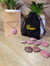 Load image into Gallery viewer, Natural Rhodonite Handmade Heart Necklace Hexagon Chain Silver