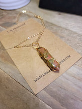 Load image into Gallery viewer, Natural Gold Wire Wrapped Ukanite Handmade Point Necklace Hexagon Chain Pendant Necklace