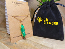 Load image into Gallery viewer, Jade Natural Point Necklace Gold Tone Necklace- Good Luck•Fortune (Powerful Necklace)