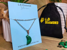 Load image into Gallery viewer, Natural Handmade Crystal Necklace Silver Tone Moon Malachite Healing Crystal