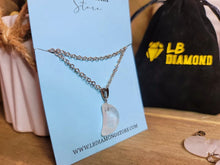 Load image into Gallery viewer, Natural Clear Quartz Handmade Moon Pendant Necklace Healing Crystal Silver Tone