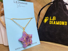 Load image into Gallery viewer, Natural Handmade RAW Crystal Necklace Gold Wire Wrapped Amethyst Healing Crystal Star Necklace