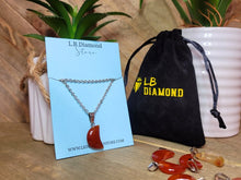 Load image into Gallery viewer, Natural Handmade Crystal Necklace Silver Tone Carnelian Healing Crystal Moon Pendant Necklace