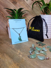 Load image into Gallery viewer, Natural Handmade Crystal Necklace Silver Tone Green Aventurine Healing Crystal MOON Necklace