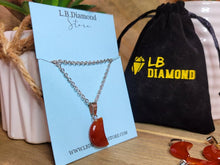 Load image into Gallery viewer, Natural Handmade Crystal Necklace Silver Tone Carnelian Healing Crystal Moon Pendant Necklace