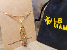 Load image into Gallery viewer, Natural Gold Wire Wrapped Ukanite Handmade Point Necklace Hexagon Chain Pendant Necklace
