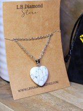 Load image into Gallery viewer, Natural Handmade Crystal Necklace Silver Tone Heart Howite Pendant
