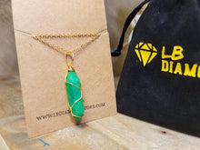 Load image into Gallery viewer, Jade Natural Point Necklace Gold Tone Necklace- Good Luck•Fortune (Powerful Necklace)