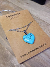 Load image into Gallery viewer, Handmade Crystal Necklace Silver Tone Heart Turquoise Healing Crystal Point Necklace