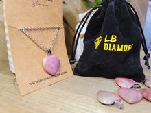 Load image into Gallery viewer, Natural Rhodonite Handmade Heart Necklace Hexagon Chain Silver