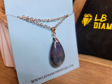 Load image into Gallery viewer, Natural Black Fluorite Handmade Crystal Necklace Silver Tone Chain Pendant Necklace