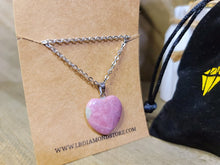Load image into Gallery viewer, Natural Rhodonite Handmade Heart Necklace Hexagon Chain Silver
