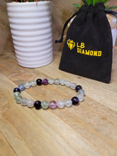 Load image into Gallery viewer, Grade A++ Fluorite Crystal Bead Bracelet 8mm, Genuine Fluorite Gemstone Bracelet,