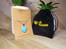 Load image into Gallery viewer, Handmade Crystal Necklace Silver Tone Heart Turquoise Healing Crystal Point Necklace