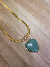 Load image into Gallery viewer, Natural Handmade Crystal Choker Necklace Gold Tone Wrapped Green Aventurine Healing Crystal