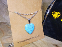 Load image into Gallery viewer, Handmade Crystal Necklace Silver Tone Heart Turquoise Healing Crystal Point Necklace