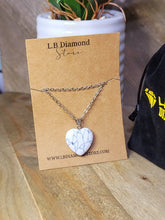 Load image into Gallery viewer, Natural Handmade Crystal Necklace Silver Tone Heart Howite Pendant