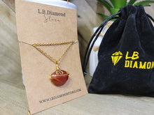 Load image into Gallery viewer, Gold Wire Wrapped Carnelian Healing Crystal Round Necklace Gold tone Handmade