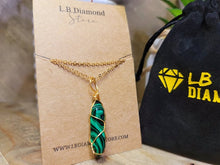 Load image into Gallery viewer, Natural Handmade Crystal Necklace Gold Wire Wrapped Malachite
