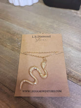 Load image into Gallery viewer, Silver & Gold Snake Necklace | Minimalist Snake Charm Pendant | Delicate Necklace | Snake Pendant | Serpent Necklace | Snake Lover Gift