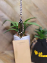 Load image into Gallery viewer, Silver  & Gold Wire Wrapped Smoky Quartz Healing Crystal Point Necklace
