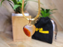 Load image into Gallery viewer, Genuine Natural Carnelian Crystal Choker Necklace Gold Tone Carnelian Healing Crystal