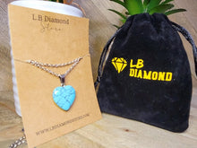 Load image into Gallery viewer, Handmade Crystal Necklace Silver Tone Heart Turquoise Healing Crystal Point Necklace