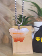 Load image into Gallery viewer, Choker Necklace Silver Tone Carnelian Healing Crystal Butterfly Necklace