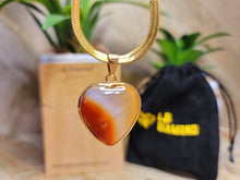 Load image into Gallery viewer, Genuine Natural Carnelian Crystal Choker Necklace Gold Tone Carnelian Healing Crystal
