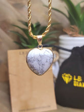Load image into Gallery viewer, Handmade Crystal Choker Necklace Gold Tone Wrapped Howite Healing Crystal Heart