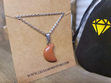 Load image into Gallery viewer, Gold Sandstone Crystal Moon Necklace Trending Pendant Necklace Gift For Her, Handmade Necklace