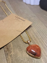 Load image into Gallery viewer, Handmade Crystal Choker Necklace Gold Tone Wrapped Red Jasper Healing Crystal Heart