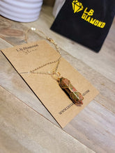 Load image into Gallery viewer, Natural Gold Wire Wrapped Ukanite Handmade Point Necklace Hexagon Chain Pendant Necklace