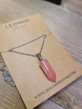 Load image into Gallery viewer, Crystal Necklace Silver Tone Strawberry Quartz Pendant Necklace Handmade