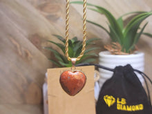 Load image into Gallery viewer, Handmade Crystal Choker Necklace Gold Tone Wrapped Red Jasper Healing Crystal Heart