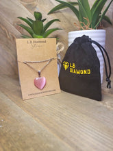 Load image into Gallery viewer, Natural Heart Shaped Pink Cat Eye Handmade Pendant Necklace Chain Pendant Necklace