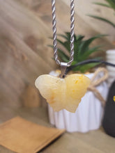 Load image into Gallery viewer, Choker Necklace Silver Tone Citrine Healing Crystal Butterfly