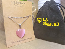 Load image into Gallery viewer, Natural Heart Shaped Pink Cat Eye Handmade Pendant Necklace Chain Pendant Necklace