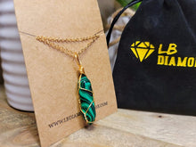 Load image into Gallery viewer, Natural Handmade Crystal Necklace Gold Wire Wrapped Malachite