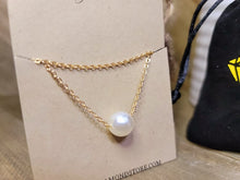 Load image into Gallery viewer, Pearl Pendant necklace, 18mm gold plated pewter charm, Round Pearl Necklace