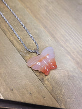 Load image into Gallery viewer, Choker Necklace Silver Tone Carnelian Healing Crystal Butterfly Necklace