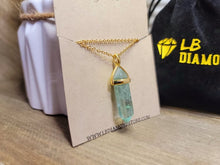 Load image into Gallery viewer, Handmade Crystal Necklace Gold Tone Green Fluorite Crystal Pendant Necklace