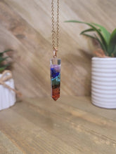 Load image into Gallery viewer, Natural Handmade Crystal Necklace Gold Tone 7 Chakras Healing Necklace Gemstone Chip