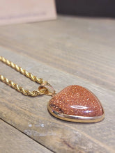 Load image into Gallery viewer, Crystal Choker Necklace Gold Tone Wrapped Gold Sandstone Healing Crystal Heart