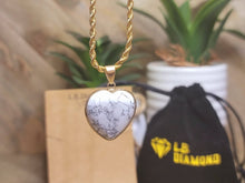 Load image into Gallery viewer, Handmade Crystal Choker Necklace Gold Tone Wrapped Howite Healing Crystal Heart