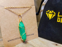 Load image into Gallery viewer, Jade Natural Point Necklace Gold Tone Necklace- Good Luck•Fortune (Powerful Necklace)