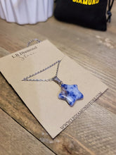 Load image into Gallery viewer, Natural Blue Soladite Handmade Star Necklace Hexagon Chain Silver Pendant Necklace