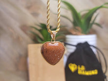Load image into Gallery viewer, Crystal Choker Necklace Gold Tone Wrapped Gold Sandstone Healing Crystal Heart