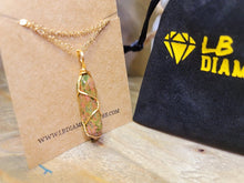Load image into Gallery viewer, Natural Gold Wire Wrapped Ukanite Handmade Point Necklace Hexagon Chain Pendant Necklace